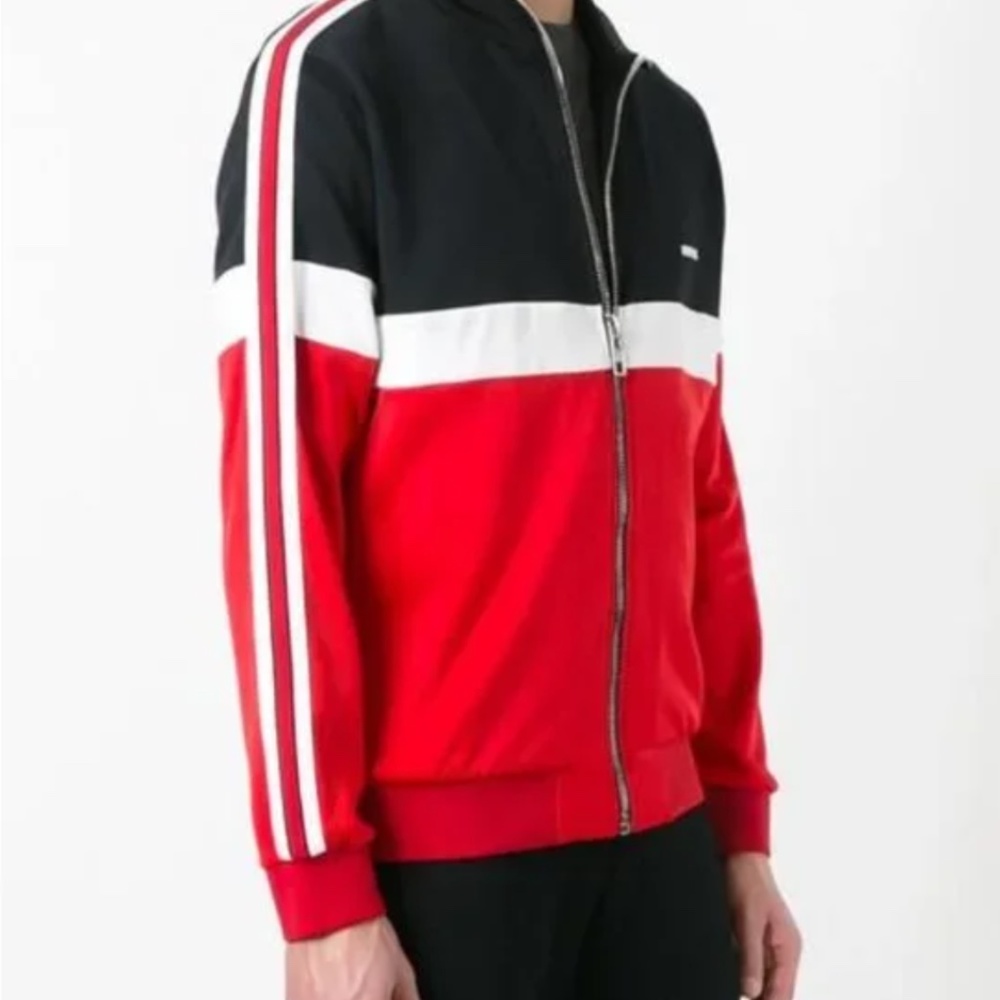 Givenchy Tri-Color Zipped Sweatshirt in Red, White and Black